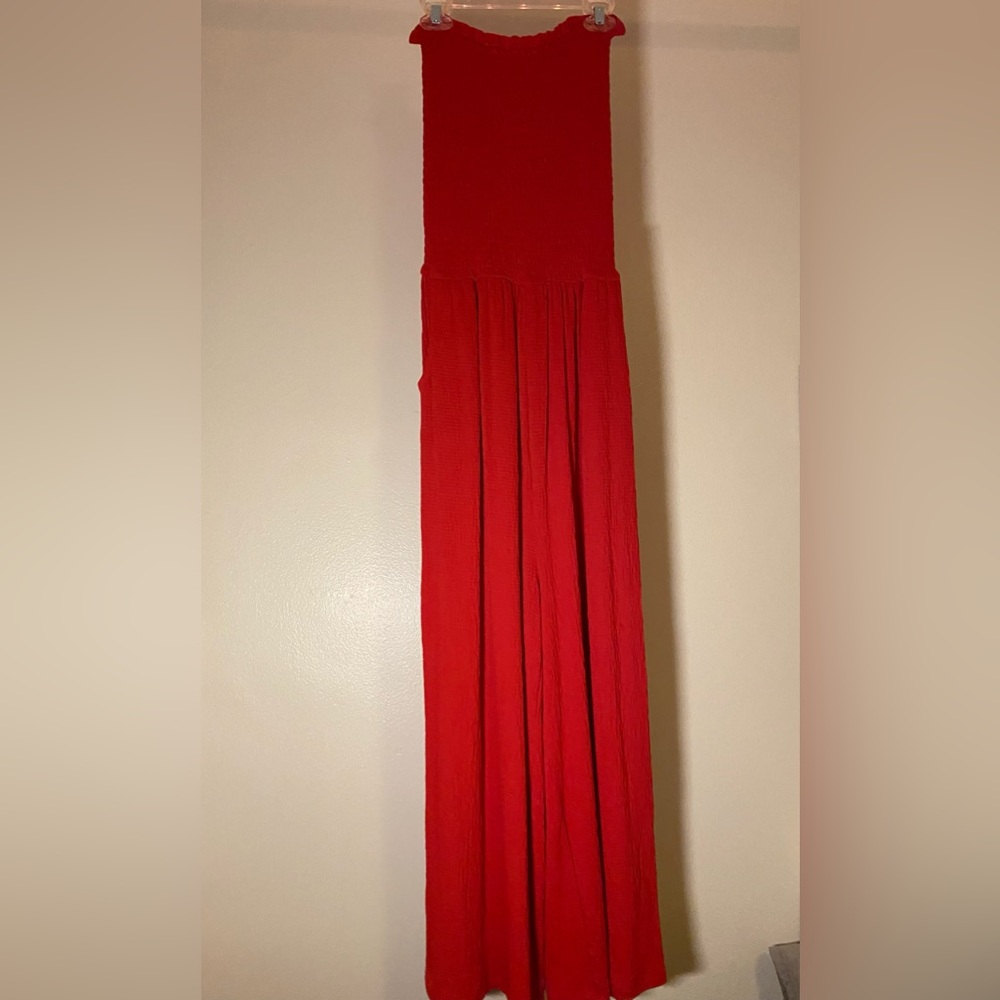 Red romper size small (could possibly fit a medium) with stretchy top